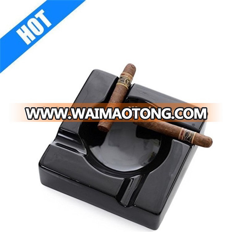 Black Ceramic Cigar Ashtray for Patio / Outdoor Use